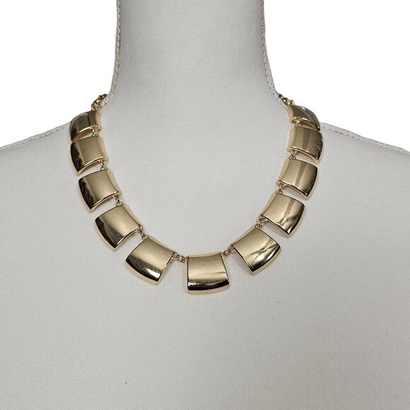 Vintage Gold Tone Square Link Retro Geometric Necklace - Picture 1 of 7